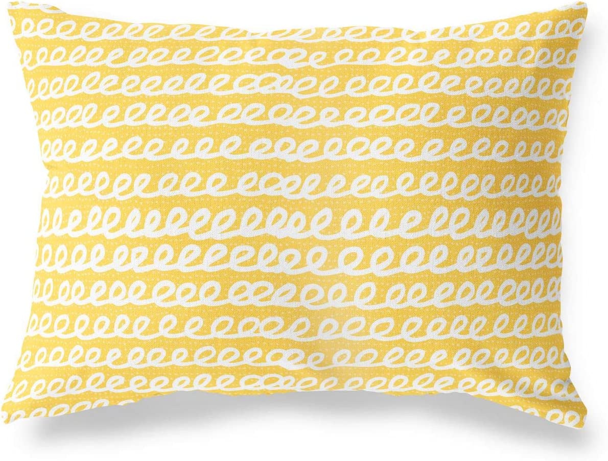 Bonamaison Cushion Cover Yellow with White Spiral Pattern RRP £18.11 CLEARANCE XL £10